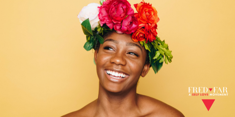 Article on Women smiling with flowers on her head