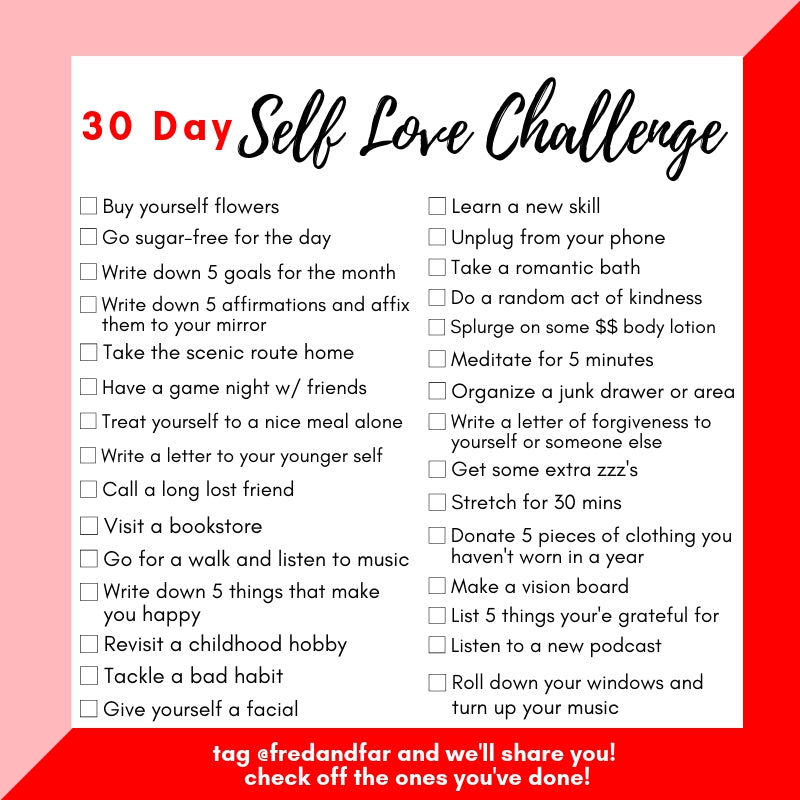 The 30 Day Self Love Challenge Checklist