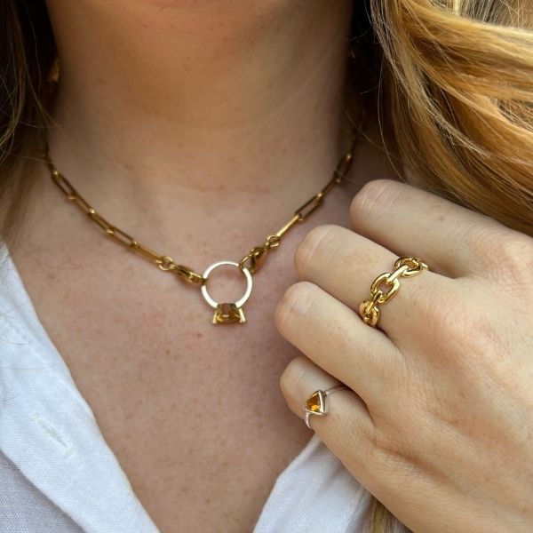 Citrine Self Love Pinky Ring in 14k yellow gold